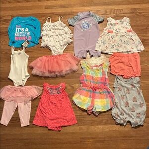Colorful Baby Clothing Set. Includes Swimsuits, Rompers, Outfits and Skirts